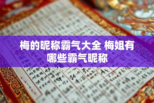 梅的昵称霸气大全 梅姐有哪些霸气昵称