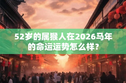52岁的属猴人在2026马年的命运运势怎么样？
