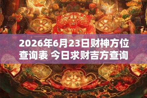 2026年6月23日财神方位查询表 今日求财吉方查询