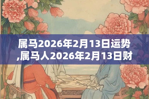 属马2026年2月13日运势,属马人2026年2月13日财运,生肖马2026年2月13日运势