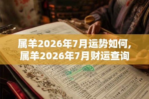 属羊2026年7月运势如何,属羊2026年7月财运查询