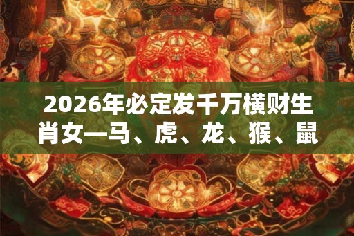 2026年必定发千万横财生肖女—马、虎、龙、猴、鼠、鸡！