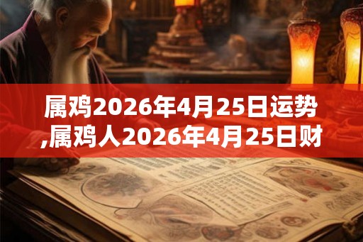 属鸡2026年4月25日运势,属鸡人2026年4月25日财运,生肖鸡2026年4月25日运势