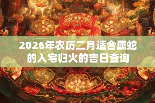 2026年农历二月适合属蛇的入宅归火的吉日查询
