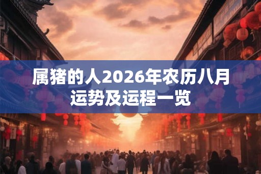 属猪的人2026年农历八月运势及运程一览 属猪的人2026年农历八月运势及运程一览