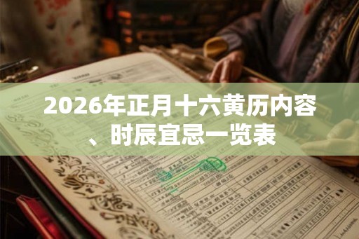 2026年正月十六黄历内容、时辰宜忌一览表