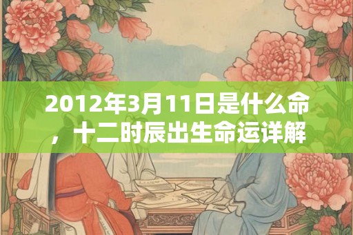 2012年3月11日是什么命,十二时辰出生命运详解 2012年3月11日是什么命,十二时辰出生命运详解