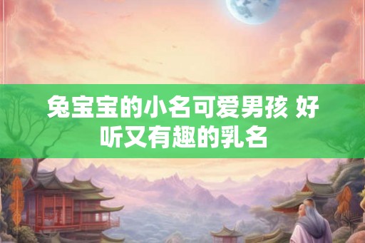 兔宝宝的小名可爱男孩 好听又有趣的乳名