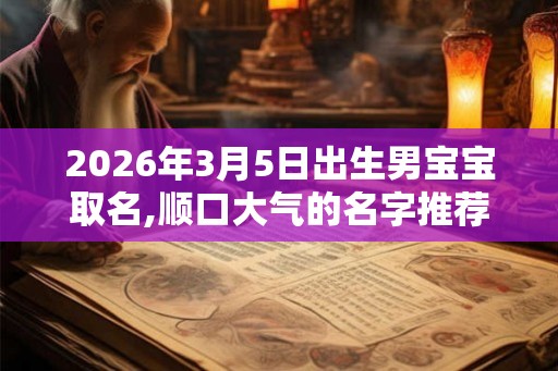 2026年3月5日出生男宝宝取名,顺口大气的名字推荐