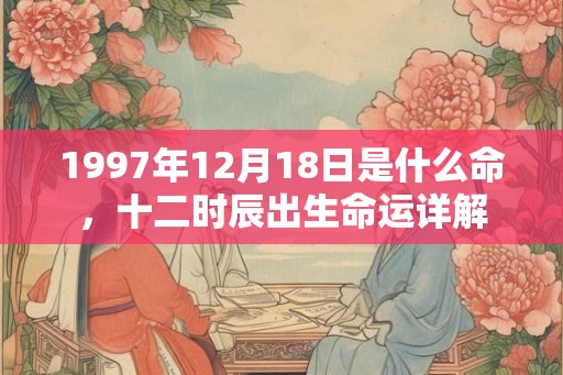 1997年12月18日是什么命，十二时辰出生命运详解