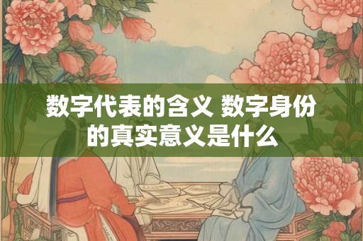 数字代表的含义 数字身份的真实意义是什么
