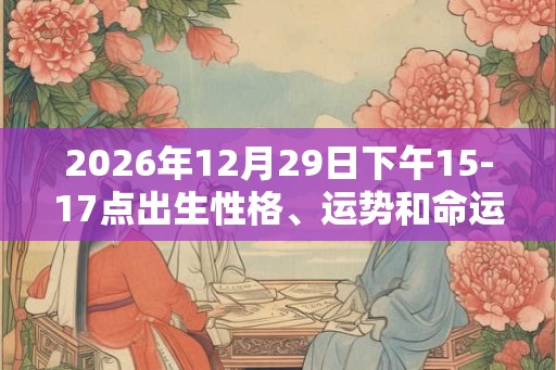 2026年12月29日下午15-17点出生性格、运势和命运