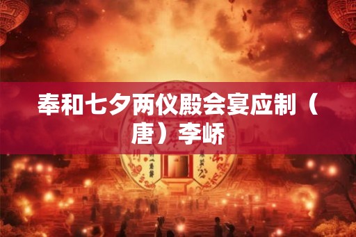 奉和七夕两仪殿会宴应制(唐)李峤 奉和七夕两仪殿会宴应制(唐)李峤