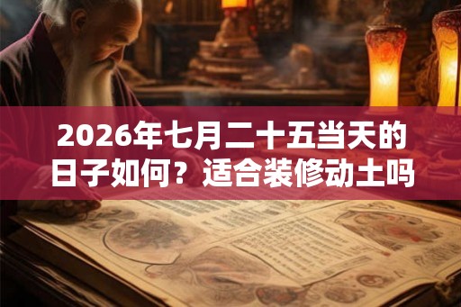 2026年七月二十五当天的日子如何？适合装修动土吗？