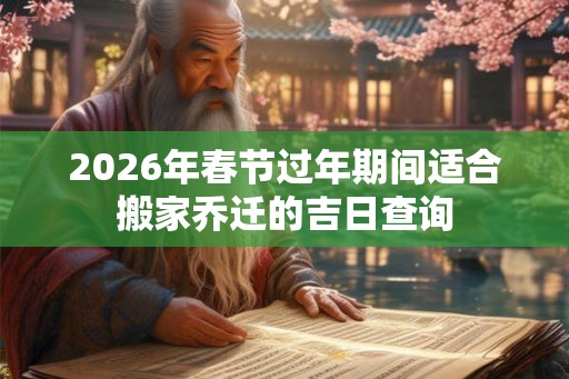 2026年春节过年期间适合搬家乔迁的吉日查询