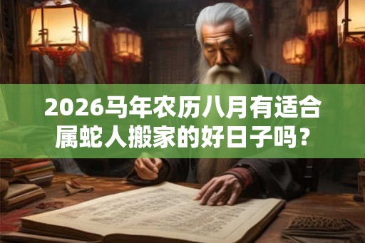 2026马年农历八月有适合属蛇人搬家的好日子吗？