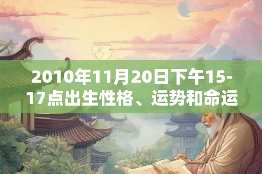 2010年11月20日下午15-17点出生性格、运势和命运