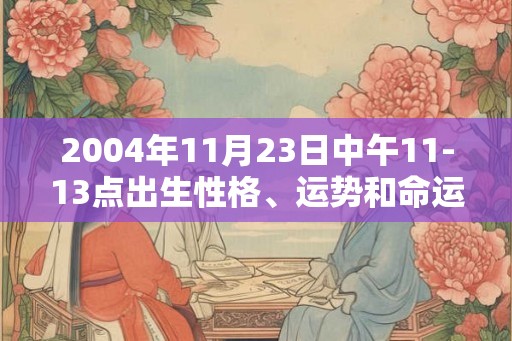 2004年11月23日中午11-13点出生性格、运势和命运