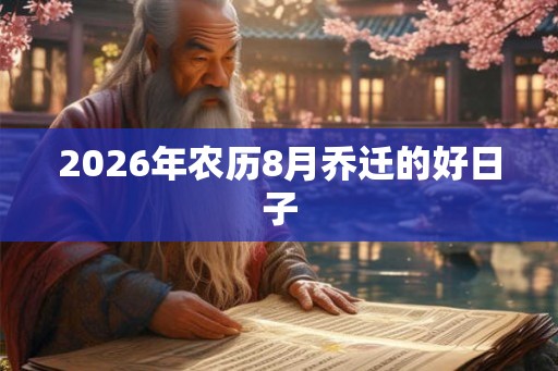 2026年农历8月乔迁的好日子