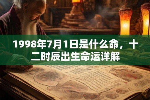 1998年7月1日是什么命，十二时辰出生命运详解