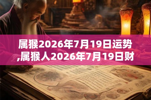 属猴2026年7月19日运势,属猴人2026年7月19日财运,生肖猴2026年7月19日运势