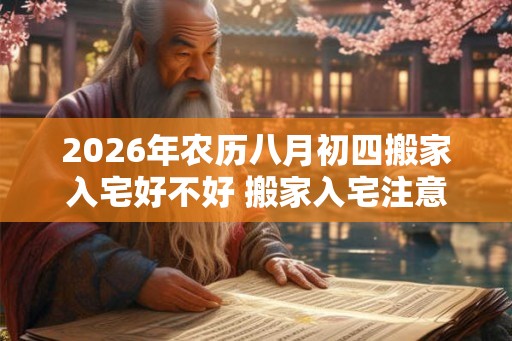 2026年农历八月初四搬家入宅好不好 搬家入宅注意事项