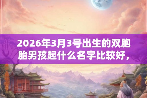 2026年3月3号出生的双胞胎男孩起什么名字比较好,五行属什么 2026年3月3号出生的双胞胎男孩起什么名字比较好,五行属什么