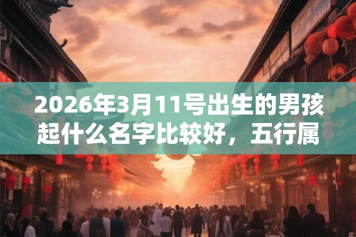 2026年3月11号出生的男孩起什么名字比较好，五行属什么