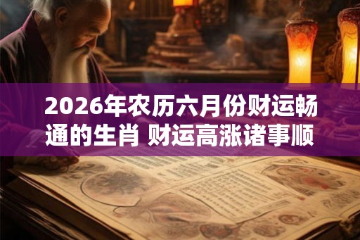 2026年农历六月份财运畅通的生肖 财运高涨诸事顺利 2026年农历六月份财运畅通的生肖 财运高涨诸事顺利