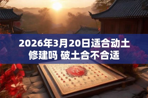2026年3月20日适合动土修建吗 破土合不合适