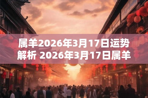 属羊2026年3月17日运势解析 2026年3月17日属羊人运势