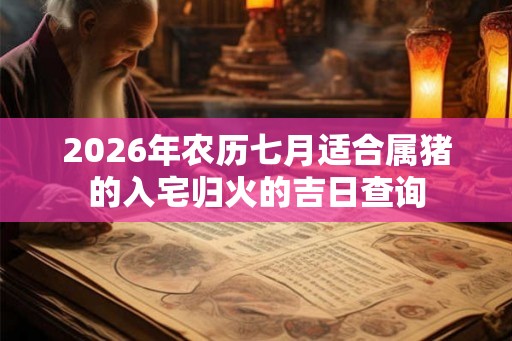 2026年农历七月适合属猪的入宅归火的吉日查询