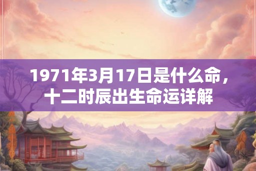 1971年3月17日是什么命,十二时辰出生命运详解 1971年3月17日是什么命,十二时辰出生命运详解