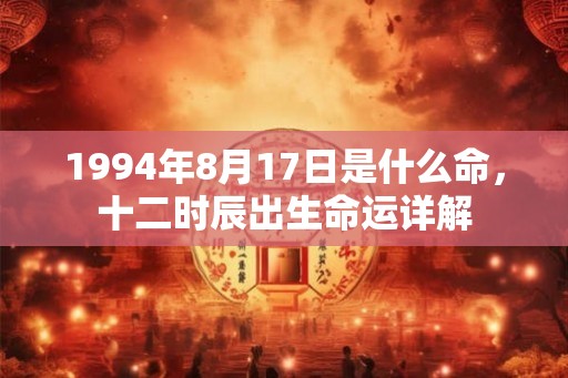 1994年8月17日是什么命，十二时辰出生命运详解