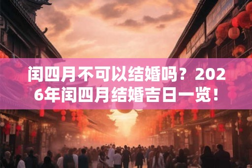 闰四月不可以结婚吗？2026年闰四月结婚吉日一览！