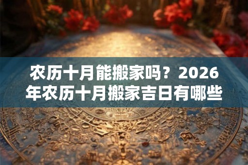 农历十月能搬家吗？2026年农历十月搬家吉日有哪些？
