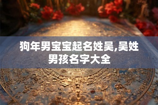狗年男宝宝起名姓吴,吴姓男孩名字大全