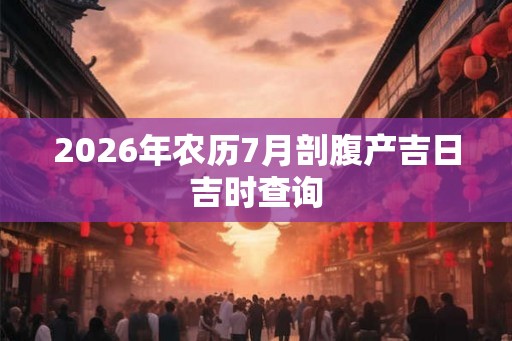 2026年农历7月剖腹产吉日吉时查询 2026年农历7月剖腹产吉日吉时查询