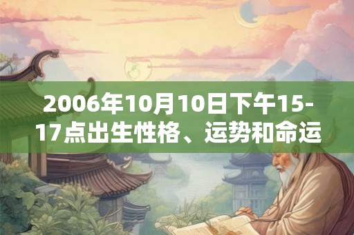 2006年10月10日下午15-17点出生性格、运势和命运