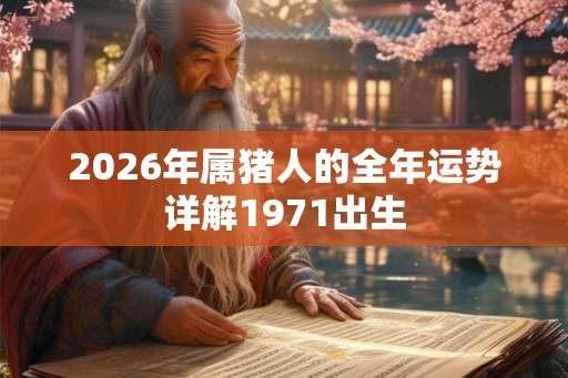2026年属猪人的全年运势详解1971出生
