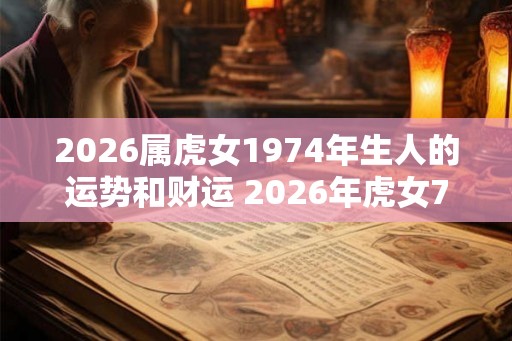 2026属虎女1974年生人的运势和财运 2026年虎女74年生财运如何