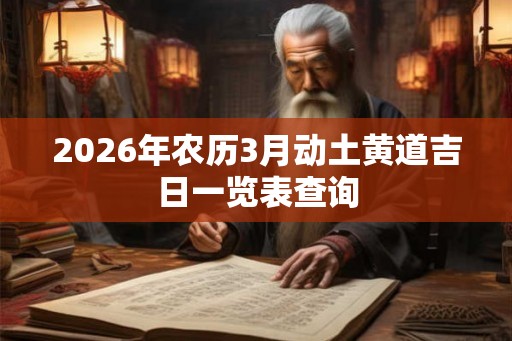 2026年农历3月动土黄道吉日一览表查询
