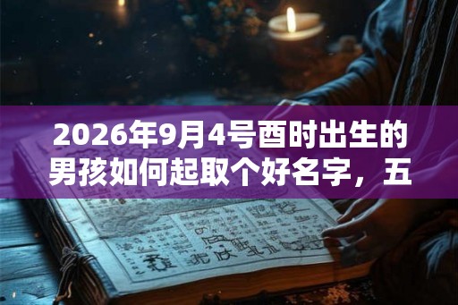 2026年9月4号酉时出生的男孩如何起取个好名字，五行属什么