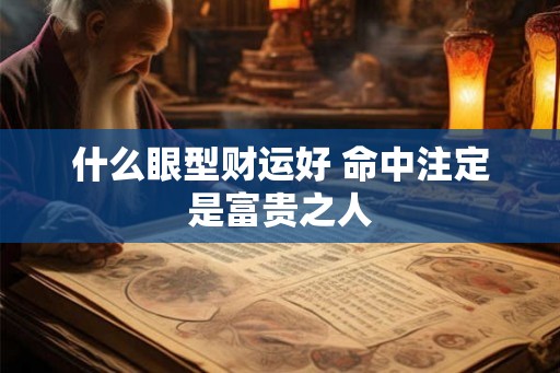 什么眼型财运好 命中注定是富贵之人