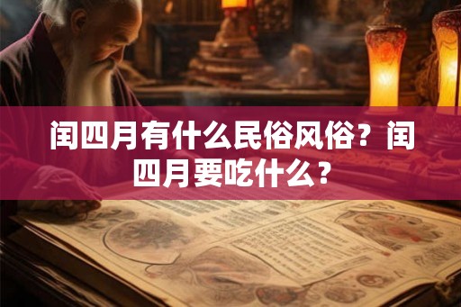 闰四月有什么民俗风俗？闰四月要吃什么？