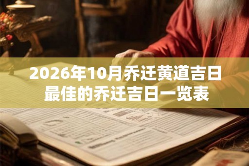 2026年10月乔迁黄道吉日 最佳的乔迁吉日一览表