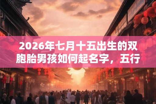 2026年七月十五出生的双胞胎男孩如何起名字，五行属什么？