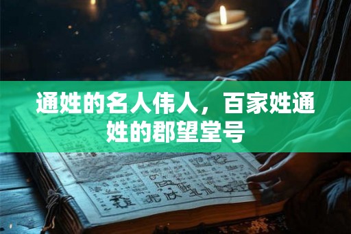 通姓的名人伟人，百家姓通姓的郡望堂号