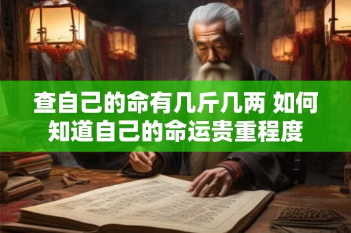 查自己的命有几斤几两 如何知道自己的命运贵重程度 查自己的命有几斤几两 如何知道自己的命运贵重程度