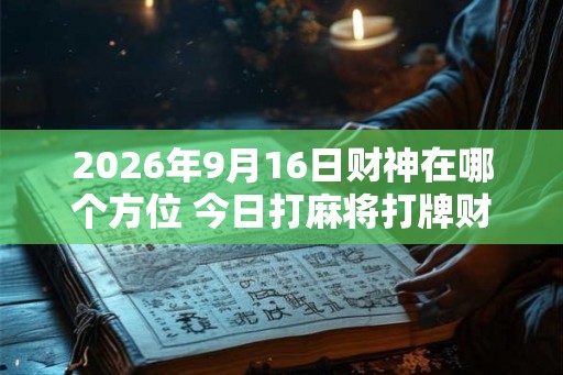 2026年9月16日财神在哪个方位 今日打麻将打牌财运方位